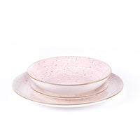 Metropolis Pepper Bamboo Dinnerware Set In Porcelain - Set 18 Pcs