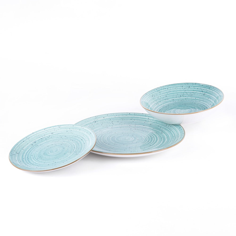 Metropolis Pepper Bamboo Dinnerware Set In Porcelain - Set 18 Pcs
