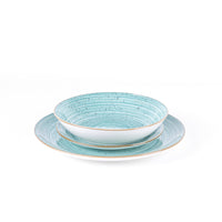 Metropolis Pepper Bamboo Dinnerware Set In Porcelain - Set 18 Pcs