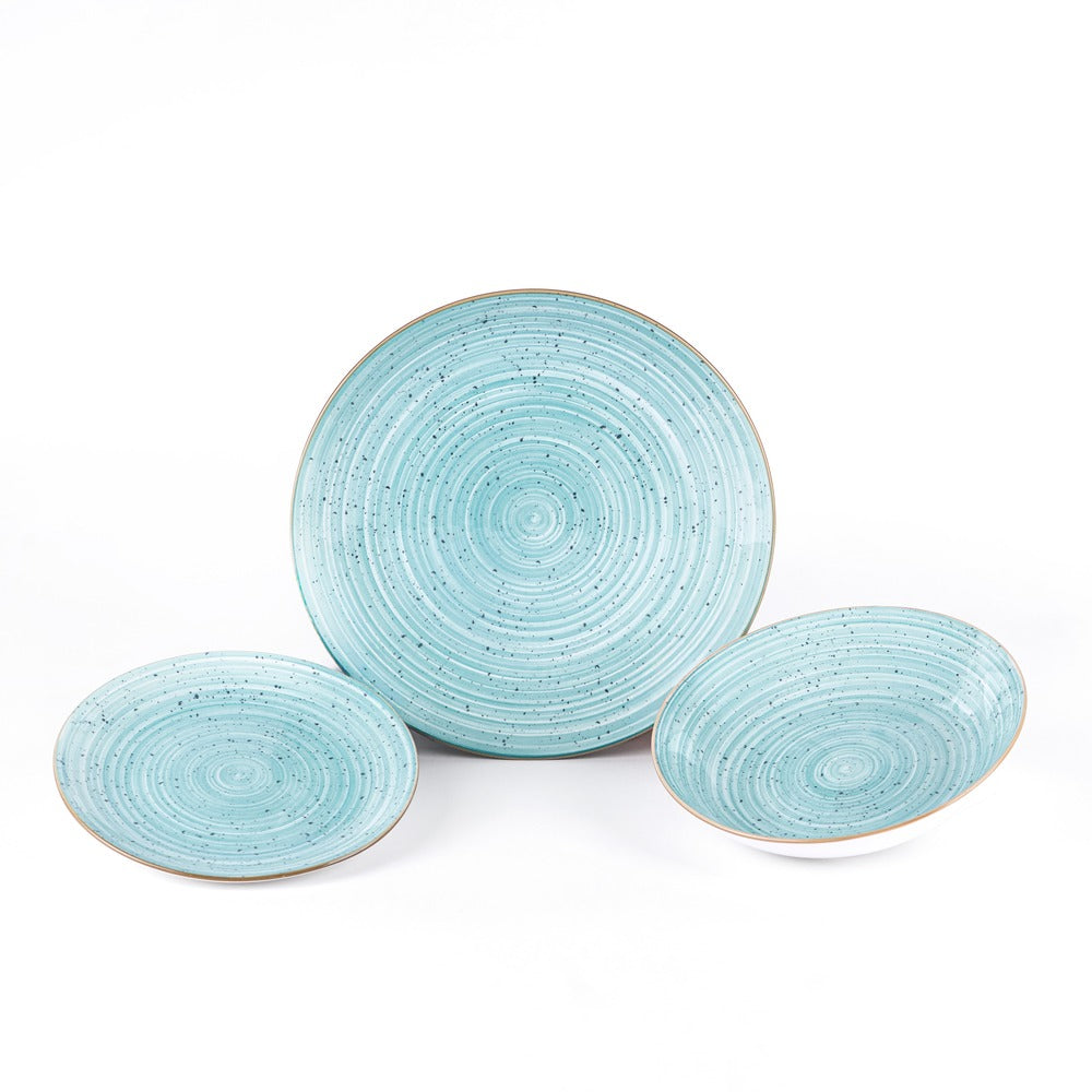 Metropolis Pepper Bamboo Dinnerware Set In Porcelain - Set 18 Pcs