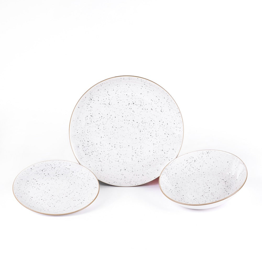 Metropolis Pepper Bamboo Dinnerware Set In Porcelain - Set 18 Pcs