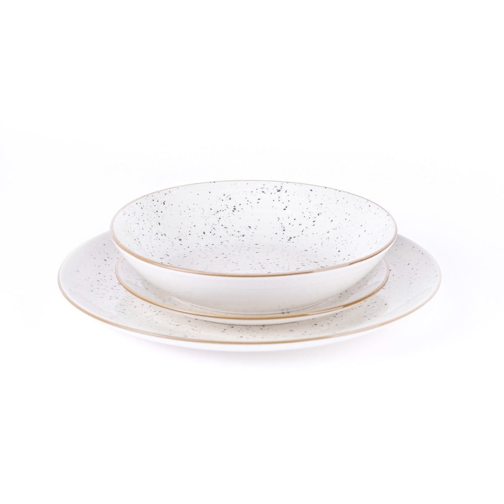 Metropolis Pepper Bamboo Dinnerware Set In Porcelain - Set 18 Pcs