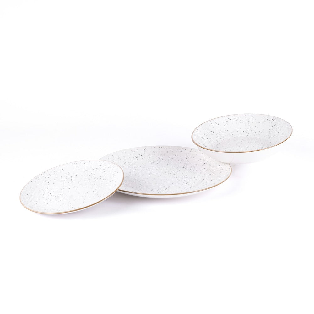 Metropolis Pepper Bamboo Dinnerware Set In Porcelain - Set 18 Pcs