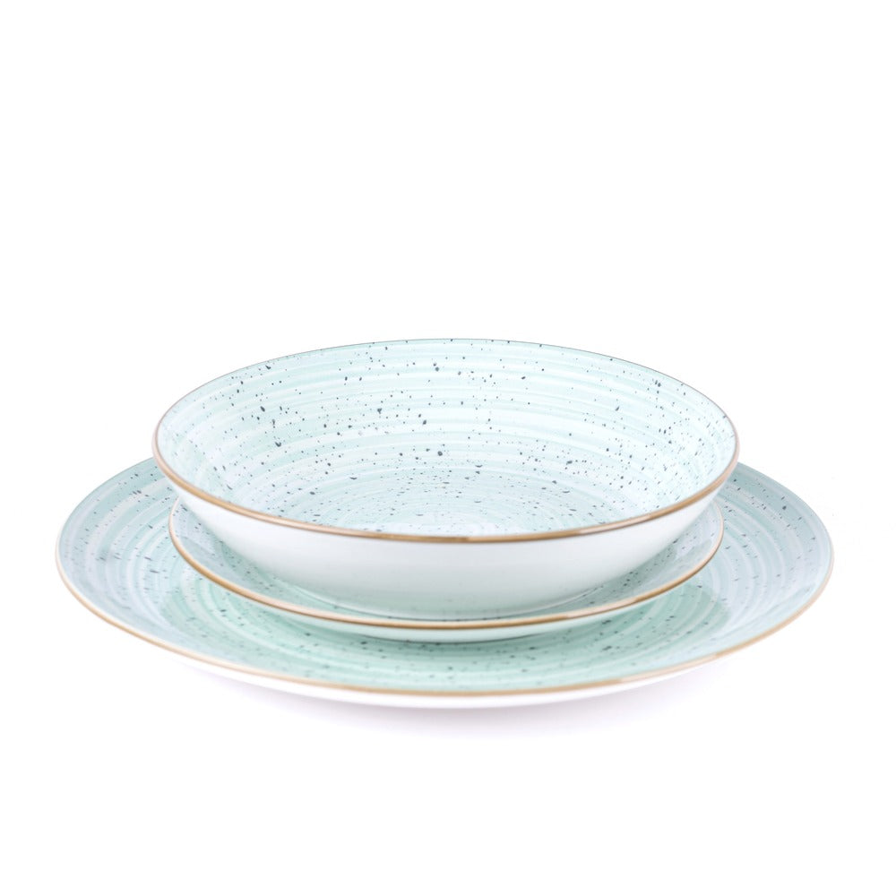Metropolis Pepper Bamboo Dinnerware Set In Porcelain - Set 18 Pcs