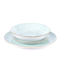 Metropolis Pepper Bamboo Dinnerware Set In Porcelain - Set 18 Pcs