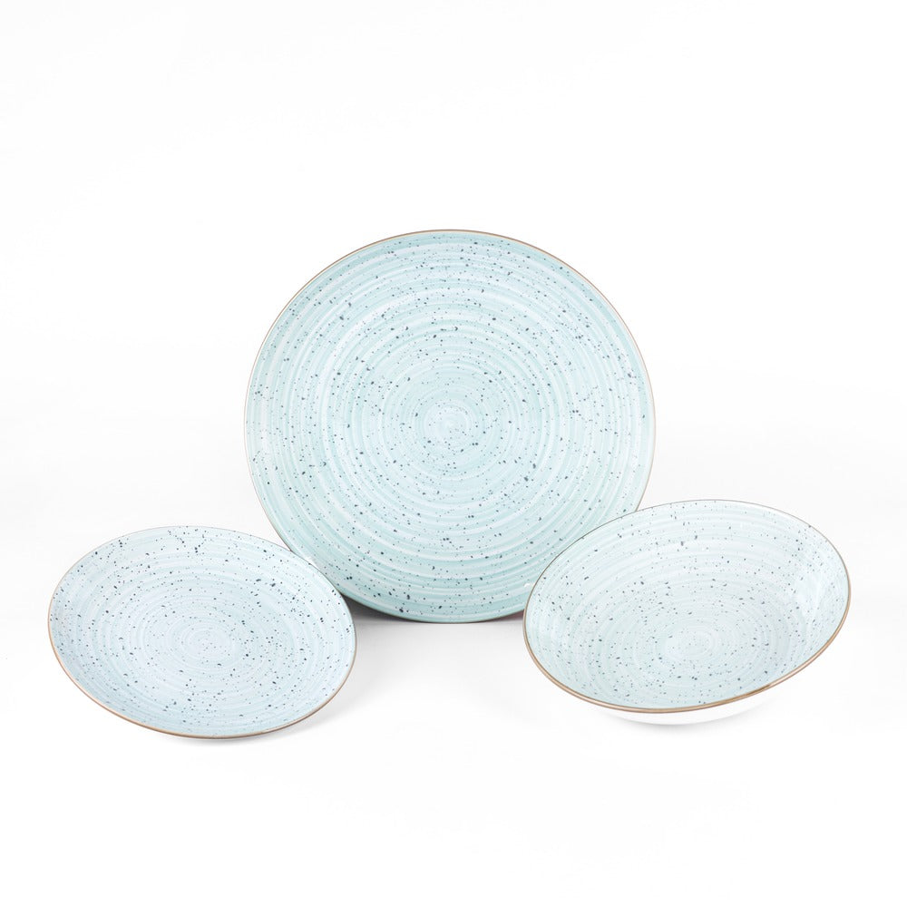 Metropolis Pepper Bamboo Dinnerware Set In Porcelain - Set 18 Pcs