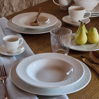 22 cm - Tognana Margaret Piatto Fondo Con Bordo in Rielievo In Porcellana Set 6 Pz