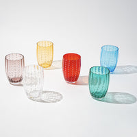 32 cl - Perle Water Glass with White Dots - Set 6 Pieces