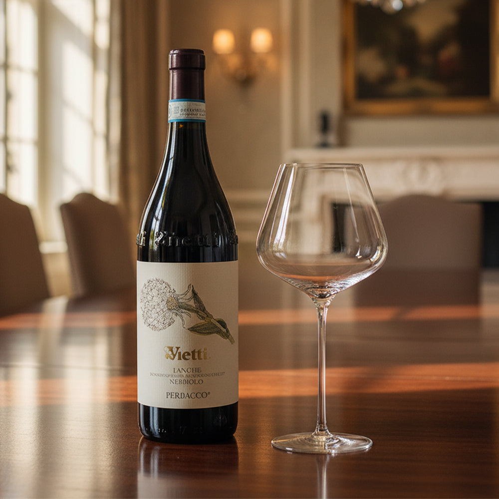 Vietti Perbacco Nebbiolo DOC 2021 + Set van 6 Quatrophil-Bourgogne-rodewijnglazen 70,8 cl