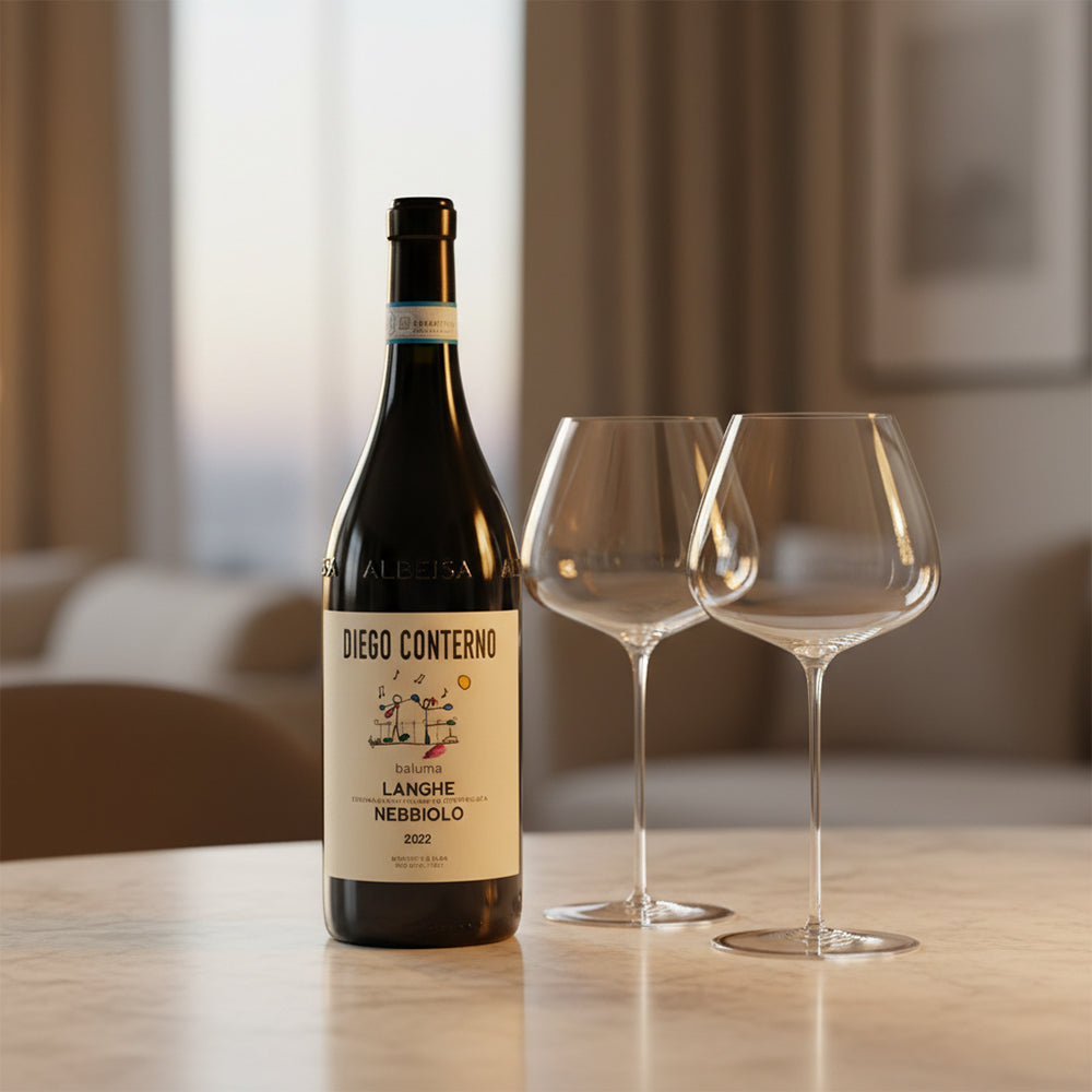 Baluma Langhe DOC 2022 Conterno Diego + 2 Copas Burgundy Sapientia 87 cl