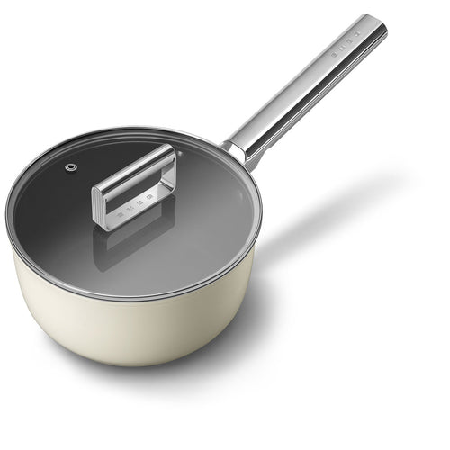 20 cm - Smeg Cookware Casseruola Alta Con Manico Antiaderente Ceramico In Alluminio Con Coperchio