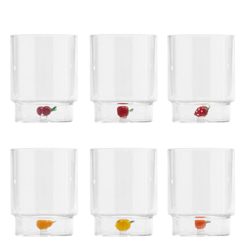 35 cl - Zafferano Teca Frutta Bicchiere Acqua In Vetro Set 6 Pz