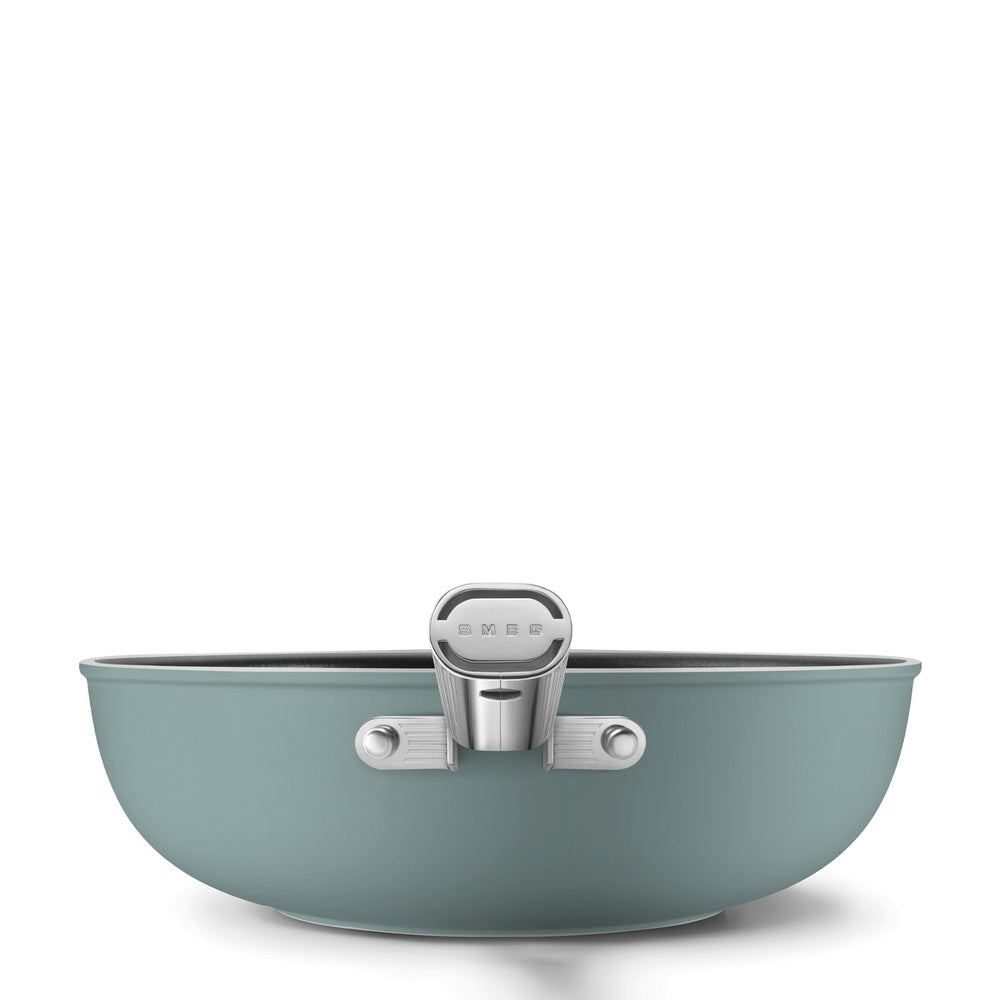 30 cm - Smeg Cookware Wok Antiaderente Ceramico In Alluminio Con Coperchio