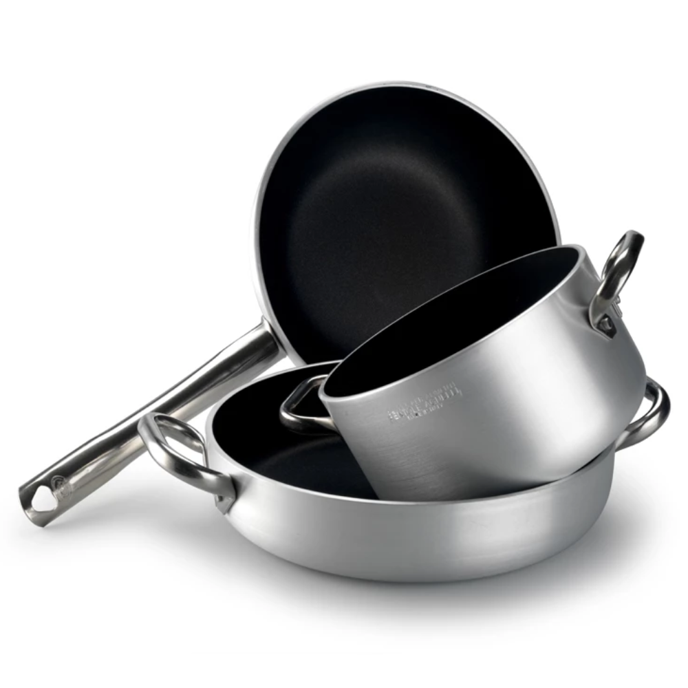 Acciaio Inox Platinum Low Non-Stick Induction Pan with Two Handles