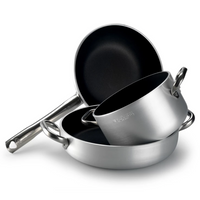 Acciaio Inox Platinum Low Non-Stick Induction Pan with Two Handles