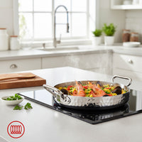 Alu-Inox 3-ply Casserole Basse Induction Avec Deux Poignées En AluInox
