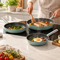 20-24-28 cm - Cookware Set de Sartenes Bajas de Aluminio con Revestimiento Cerámico - Set de 3