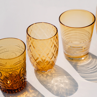 40 cl - Filante Verre À Eau Rayures en Verre Soufflé - Ensemble 6 Pcs