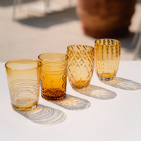 40 cl - Filante Verre À Eau Rayures en Verre Soufflé - Ensemble 6 Pcs