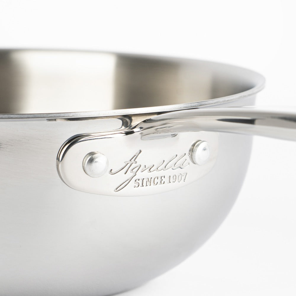 Alu-Inox 3-Ply Padella Alta Da Mantecatura Con Manico In AluInox Lucida