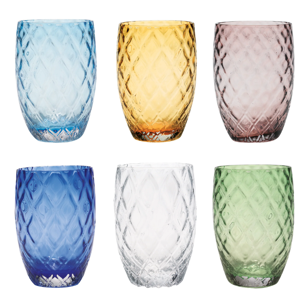 38 cl - Losanghe Wasserglas Blasen - Set 6 Stück
