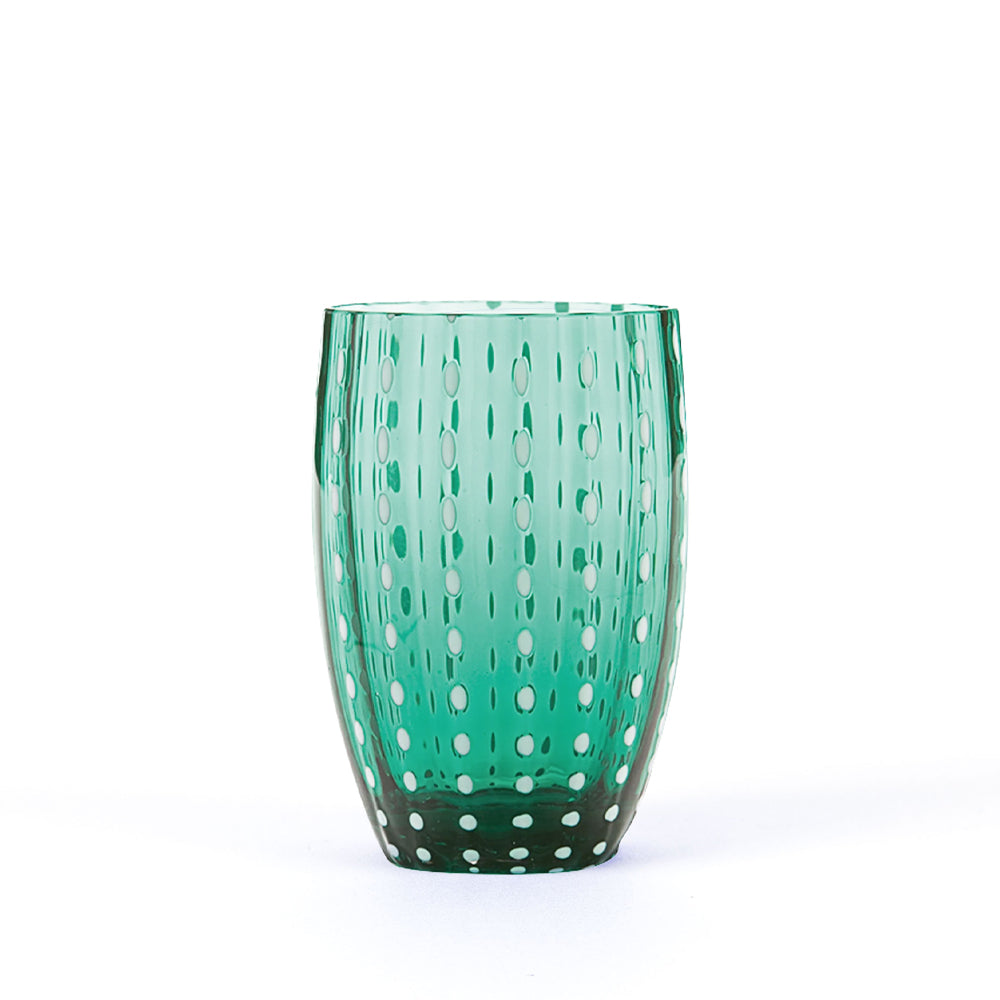 32 cl - Perle Water Glass with White Dots - Set 6 Pieces
