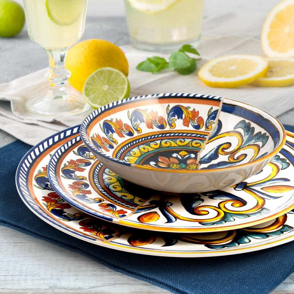 Positano Stoneware Flat Plate Set 6 Pcs