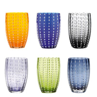 32 cl - Perle Water Glass with White Dots - Set 6 Pieces