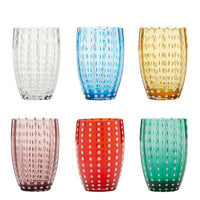 32 cl - Perle Water Glass with White Dots - Set 6 Pieces