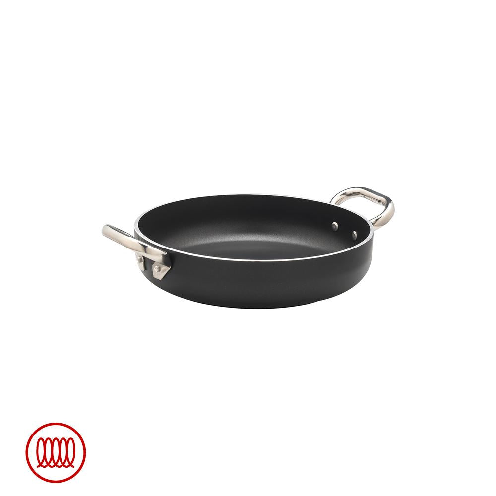 Agnelli AlBlack Tegame Basso Induzione In Alluminio Antiaderente 5mm Con 2 Maniglie Inox