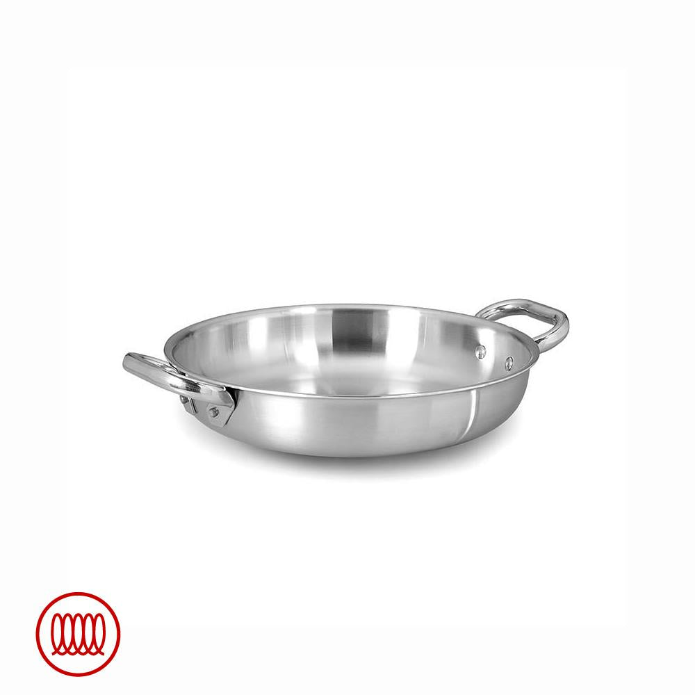 Agnelli Alu-Inox 3-ply Tegame Basso Induzione Con Due Maniglie In AluInox Satinato