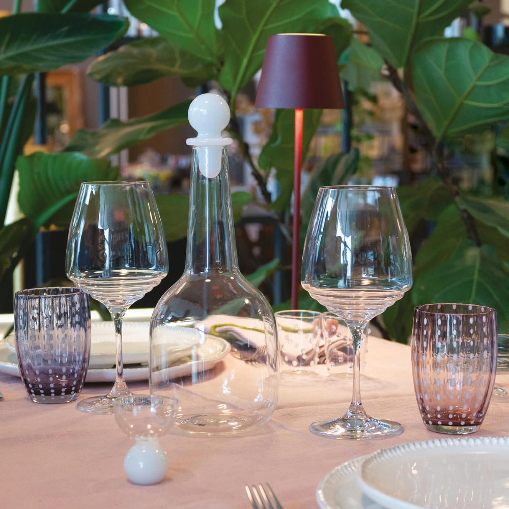 32 cl - Perle Verre À Eau Pallini Bianchi en Verre - Ensemble 2 Pcs